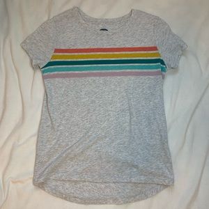 Old navy T-shirt light gray with a few colored stripes